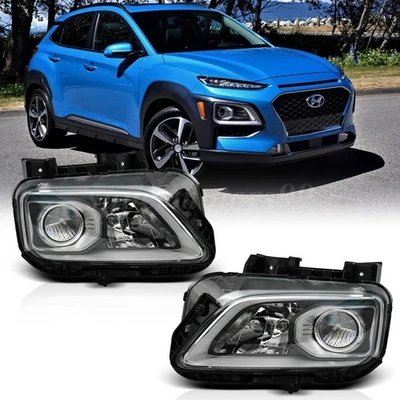 Pair Fits 2018 2019 2020 2021 Hyundai Kona Halogen Headlight W/Bulbs Left Right - Imagem 1 de 4