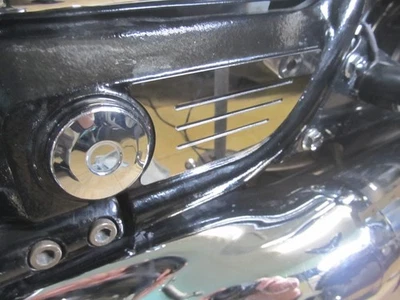 Valkyrie 1500 F6C Stainless chrome swingarm cover, set - left/right, STRIPES - Image 1 of 4