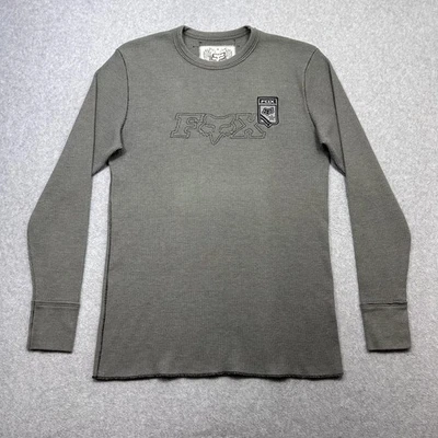 Camisa Fox Racing Mujer Grande Gris Verde Tejido Waffle Manga Larga Cuello Redondo Logo Foto 1 de 4