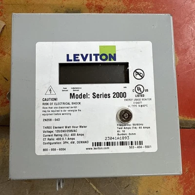 Leviton 2N480-01D Series 2000 Indoor Meter 277/480V  100A - Unit Only - No Key - Image 1 of 4