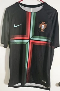 NIKE PORTUGAL 2018 FIFA World Cup Black Dri Fit Training Soccer Jersey Size LRG - Picture 1 of 4