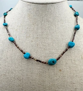 Vintage Navajo Native American turquoise nugget heishi Necklace 17” - Picture 1 of 4