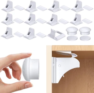 Serrature Magnetiche per Armadio Sicurezza Bambini, Confezione da 10+2 Chiavi Baby Proofing Disegno Magnetico - Foto 1 di 12