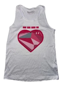 Under Armour Girls' Sleeveless Tank Top with Racerback White Heart Size M - Picture 1 of 3