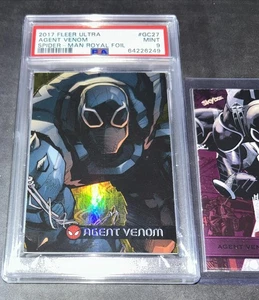 Spiderman 2017 Fleer Ultra Royal Foil Agent Venom 99/99 PSA 9 and /75 Metal Card - Picture 1 of 24