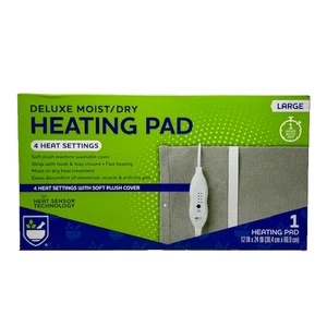 Deluxe Moist/Dry Heating Pad Large 12x24 in 4 Heat Settings Soft Plush Cover - Picture 1 of 4