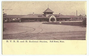 Fall River MA NY NH and H Railroad Station UDB RR Postcard - Picture 1 of 2