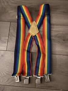Nicholas Rainbow Suspenders 2 Inch Wide No. 113 Unisex Mork Mindy Usa Pride Vgt