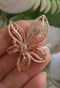 Elegant Flower Design Shape Brooch Pin For Women's Solid Metal Real In 925 SS - Picture 1 of 6