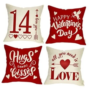 Happy Valentine's Day Love Decorative Throw Pillow 20" x 20" (Pack of 4) Red - Picture 1 of 7