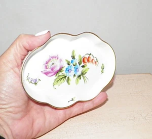 TWO (2) HEREND FLORAL STACKING BASKET TRINKET DISHES - Picture 1 of 6