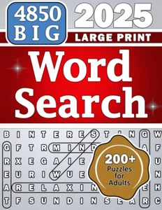 BIG 4850 Word Search Large Print for Adults: 200+ Puzzles (Happy Puzzling!) - Picture 1 of 12