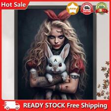 Full Embroidery Cotton Thread 11CT Printed Scary Girl Bunny Cross Stitch 50x60cm
