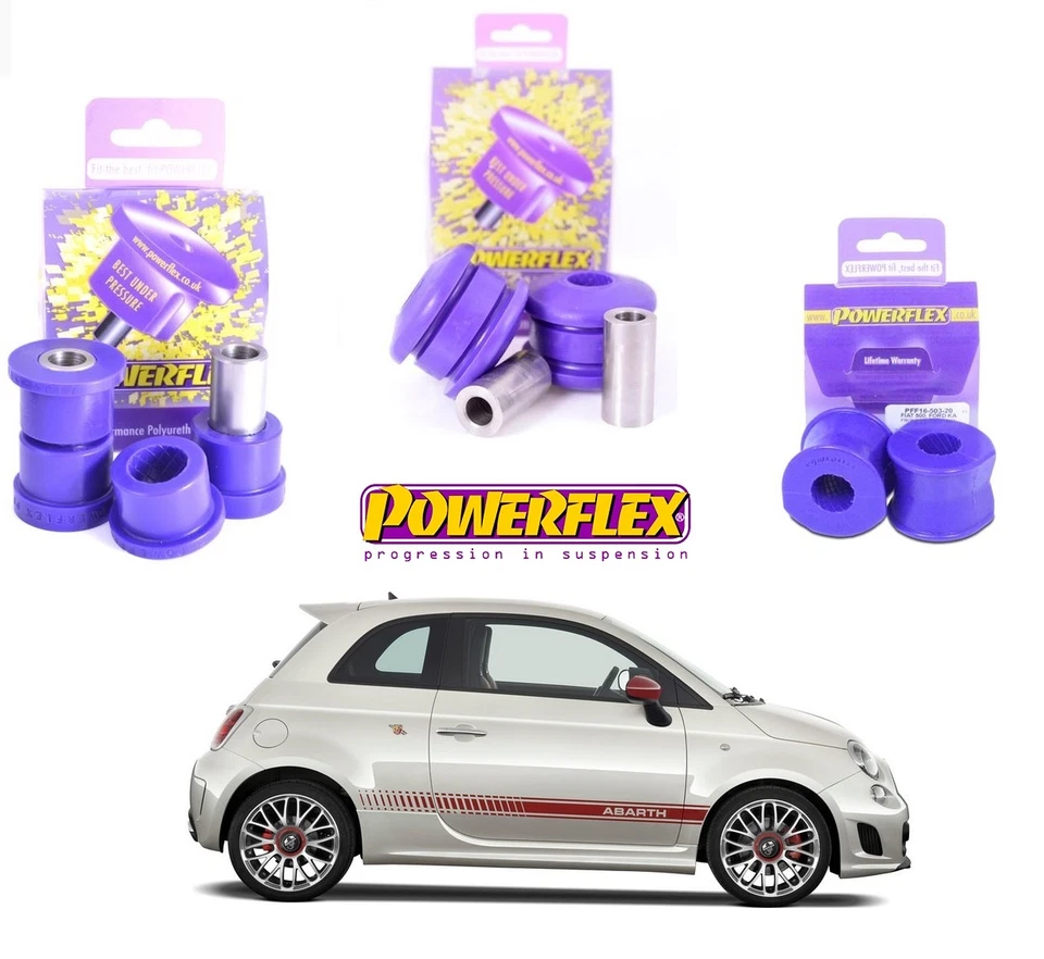 Kit Boccole Silent Block Powerflex Avantreno Bracci e Barra Abarth 500 1.4 Turbo - Immagine 1 di 1