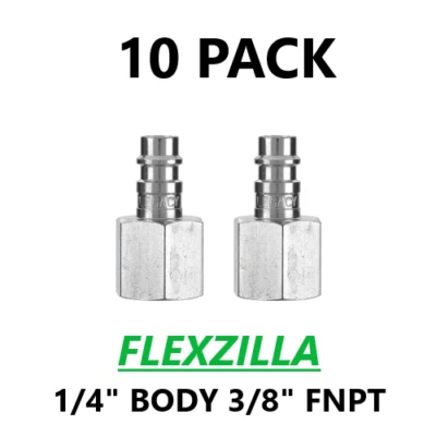 LEGACY MANUFACTURING 10 FLEXZILLA PRO HIGH FLOW AIR HOSE FITTING PLUGS 1/4" BODY 3/8" FNPT A53630FZ-X