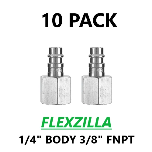 10 FLEXZILLA PRO HIGH FLOW AIR HOSE FITTING PLUGS 1/4" BODY 3/8" FNPT A53630FZ-X - Image 1 of 1