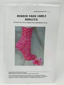 Knitting Pattern Heartstrings - Beaded Faux Cable Anklets, Women's Med, NEW - Picture 1 of 1