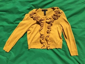 I.N.C International Concepts Mustard Open Ruffle Sweater Cardigan Size Small - Picture 1 of 3