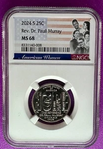 2024 S 25c Rev. Dr. Pauli Murray American Women Quarter NGC MS68 (008) - Picture 1 of 2