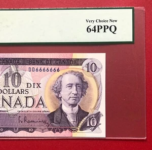1971 Bank of Canada🇨🇦 $10 "Solid Radar" Note PCGS Graded CUNC-64 #6666666 - Picture 1 of 3
