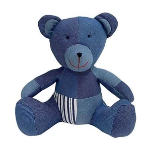 Levi's X Blue Denim Patchwork 10" Stuffed Decorative Pillow Bear - Picture 1 of 1