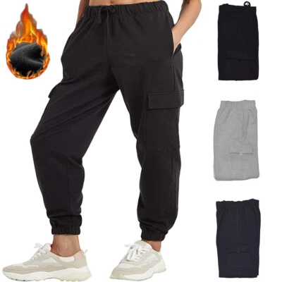 Women's Fleece Lined Cargo Track Pant 4-Pocket Casual Joggers Warm Sweatpants - Image 1 of 2