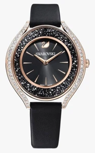 Swarovski 5558634 Crystalline Oval Rose Tone Black Dial Women's Watch - Picture 1 of 2