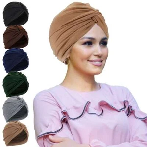 Women Turban Ladies Hair Head Hijab Cap Muslim Wrap Stretch Hat Scarf Summer - Picture 1 of 18