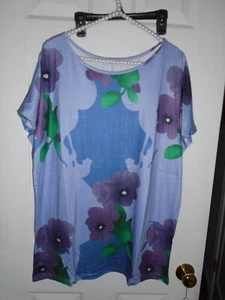 Misslook hübsches lila Strickoberteil mit Flügelärmeln und Stiefmütterchen neu mit Etikett XL 1X - Bild 1 von 1