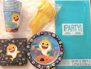 BABY SHARK Birthday Party Supply Snack Pack for 8 w/ Table cover FREE U.S. Ship - Picture 1 of 5