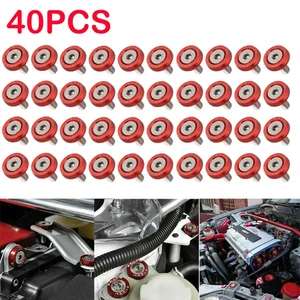 Juego de vestir rojo 40 PIEZAS JDM con guardabarros de aluminio parachoques lavadora perno motor bahía - Imagen 1 de 11