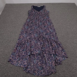 Rewind Dress Juniors Medium Blue Floral Sleeveless V Neck Hi Low Maxi Boho - Afbeelding 1 van 10