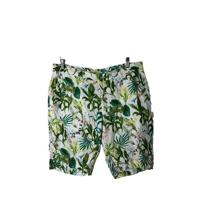 Pantalones Cortos Para Hombre Paisley y Gris Calce Ajustado Verde Tropical Floral Mezcla de Lino 34 Foto 1 de 4