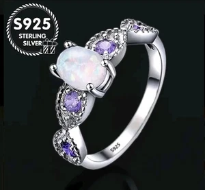 Imitation Opal Ring Purple Spring fashion jewelry NEW FAST Free Ship SIZE 10 - Picture 1 of 3