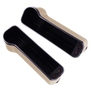 2x Car Seat Gap Catcher Filler Storage Box Pocket Organizer Holder Leather - Picture 1 of 6