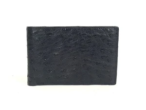 Cartera portatarjetas plegable de cuero de avestruz negro Madier para hombre - Imagen 1 de 6