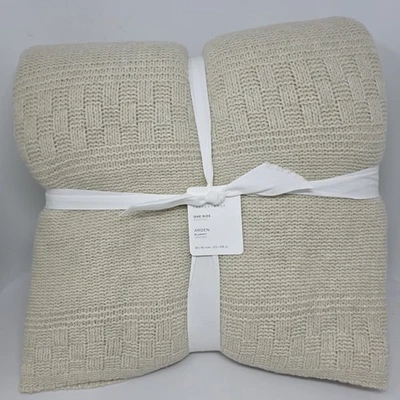 New Pottery Barn Arden  Neutral Throw Blanket 88"x96"  Oversized - Image 1 of 2