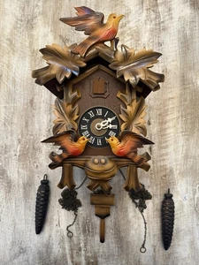 Vintage Black Forest Cuckoo Clock West Germany ROTATING BIRDS ON CHIME - Picture 1 of 16