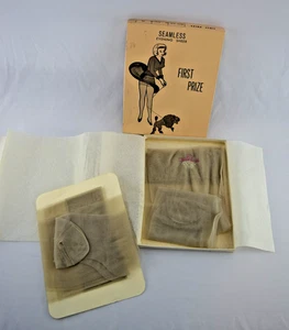 Vintage First Prize Seamless Evening Sheer Nylon Stockings 2 Pair Boxed Set NOS - Picture 1 of 16
