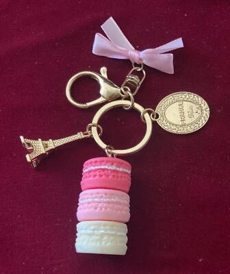  Schlüsselanhänger Kette Macaron Eiffelturm Karabiner Mädchen - Bild 1 von 2