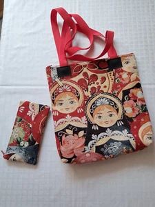 Tasche Gobelin Russische Puppen, 30x 34 cm, Reißverschluss, Täschchen, Handarb. - Bild 1 von 3