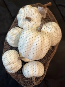 Hobby Lobby White Foam Pumpkins 7 Pcs. 2 Sizes Plastic Stems Crafting Fall Decor - Picture 1 of 1