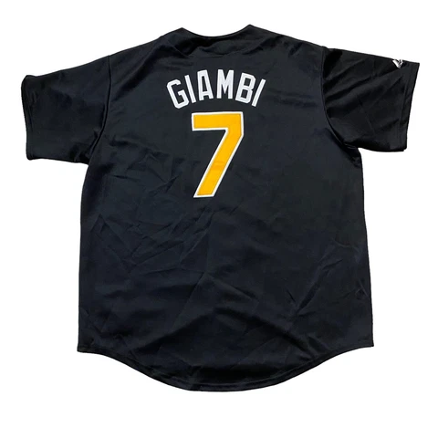 Jason Giambi Long Beach State Majestic Baseball Jersey Size XL 1992 Varsity Cover