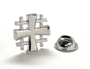 Jerusalem Kreuz Anstecknadel Kreuzfahrer Schild Cut Out Design Silber Five-Fold Pin - Bild 1 von 10