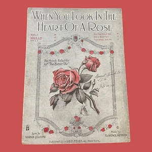 When You Look In The Heart Of A Rose Antique Sheet Music Gillespie Methven 1919 - Picture 1 of 4