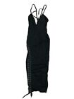 Nasty Gal Womens Solid Black Lace Up Deep Plunge Tank Midi Dress Small