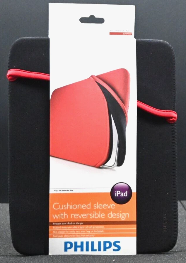 Philips Funda Suave Para Apple iPad Acolchada Neopreno Reversible Negro Rojo Nuevo Foto 1 de 1
