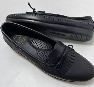 Mocasines Dexter Comfort Classics para mujer 9,5 M NEGRO de cuero con flecos preparación - Imagen 1 de 8