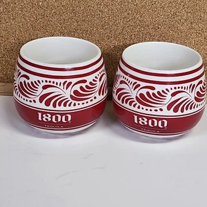 1800 Tequila Red and White Ceramic Promotional Mugs Set of 2  - Picture 1 of 9