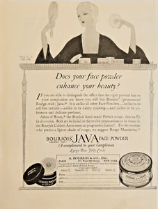 Polvo facial Bourjois Java 1922 impresión antigua anuncio cenizas de rosa mujer francesa colorete - Imagen 1 de 1